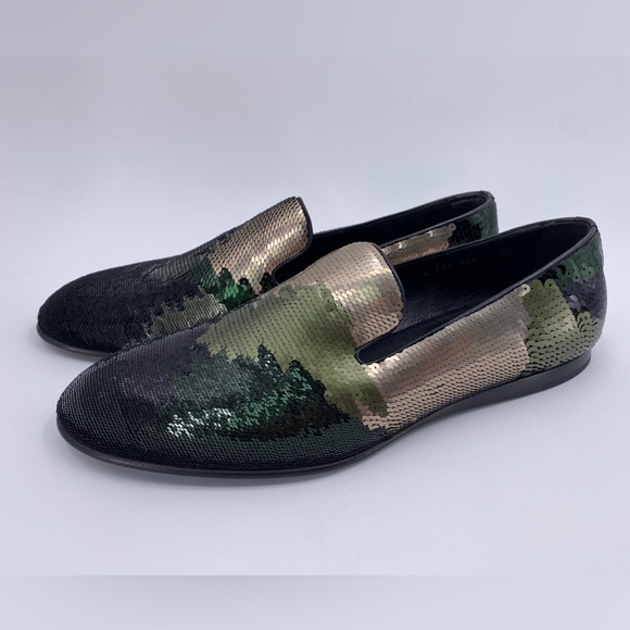 PRADA Camouflage Sequin Paillettes Loafers Size 9.5 EU/10.5 USA